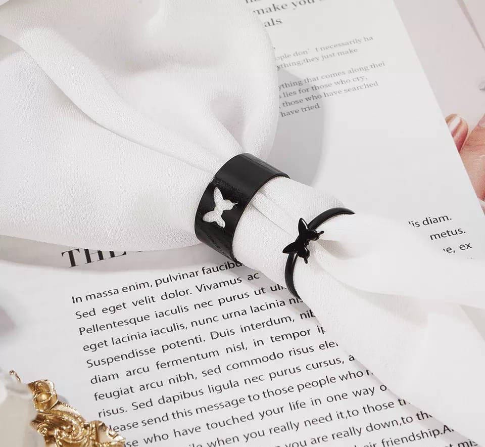 2 Pcs Trendy Couple Butterfly Rings